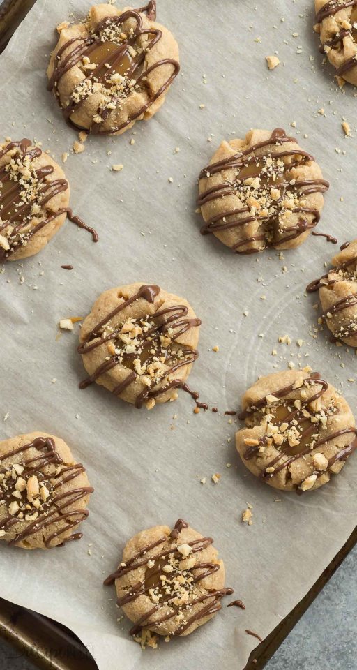 Easy Cookie Exchange Recipes: Peanut Butter Turtle Thumbprint Cookies