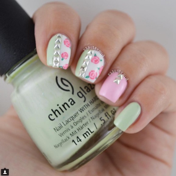 Gel Nail Designs and More: Girly Stud Nail Art