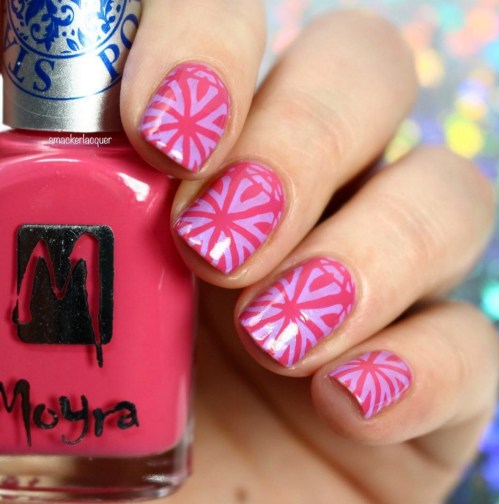 Gel Nail Designs and More: Pink Stamped Nail Art